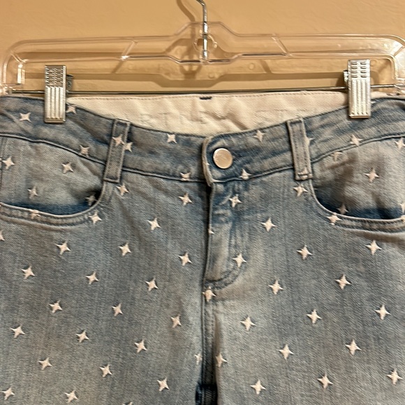 Stella McCartney Slim Legs Light Denim Jeans With White Stars Waist 28” - Picture 2 of 5